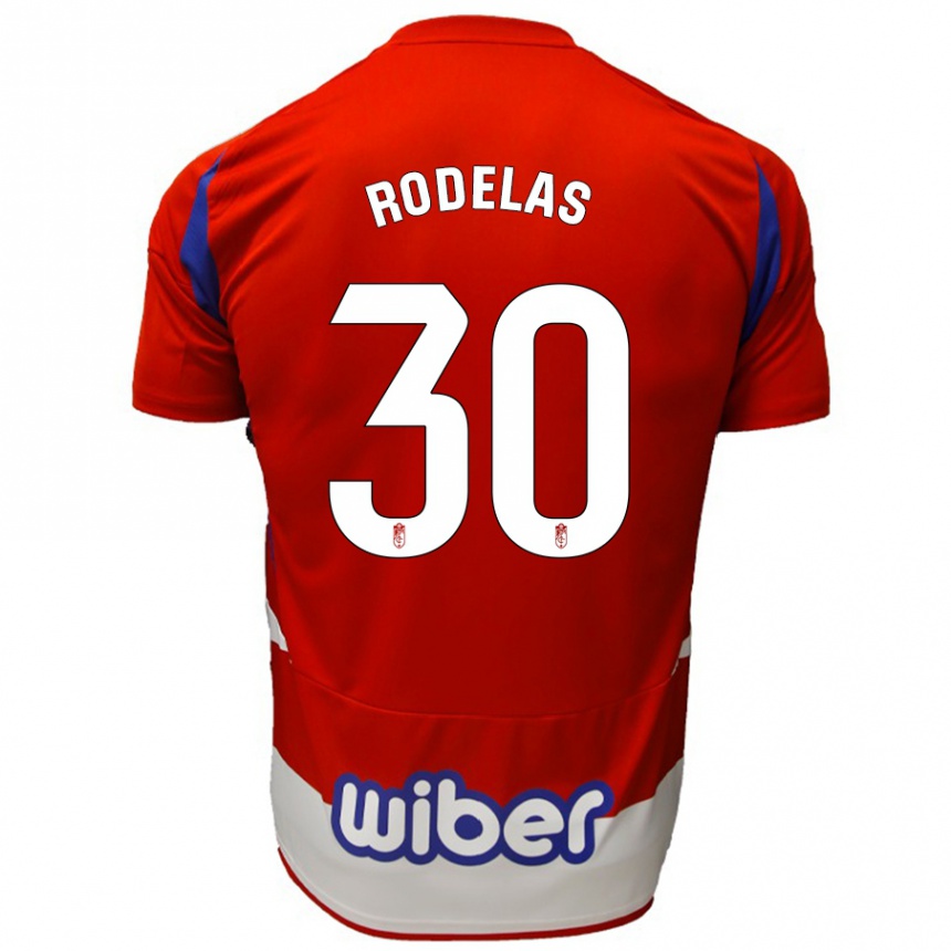 Homme Football Maillot Sergio Rodelas #30 Rouge Blanc Bleu Tenues Domicile 2024/25