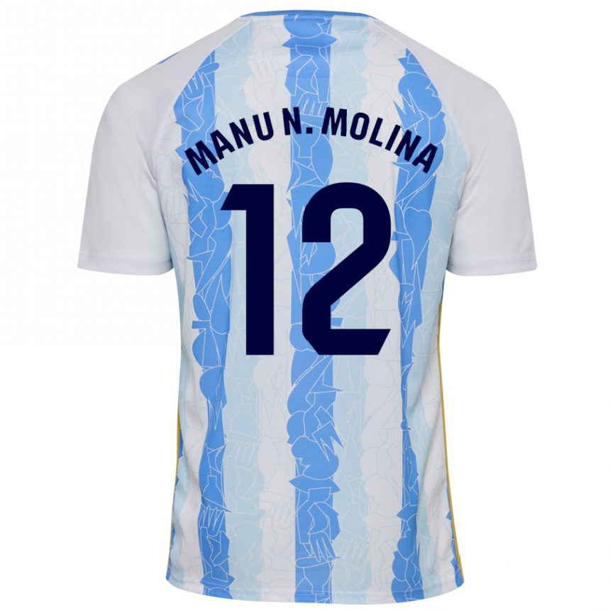 Homme Football Maillot Manu Molina #12 Blanc Bleu Tenues Domicile 2024/25