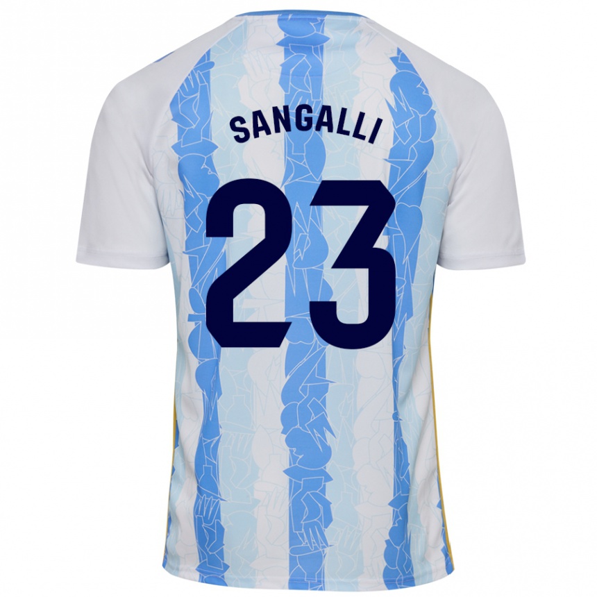 Homme Football Maillot Luca Sangalli #23 Blanc Bleu Tenues Domicile 2024/25