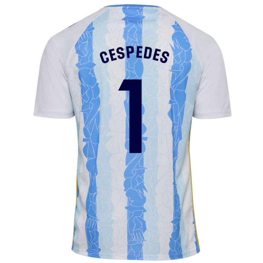 Homme Football Maillot Andrés Céspedes #1 Blanc Bleu Tenues Domicile 2024/25