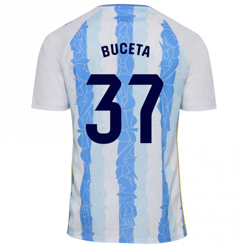 Homme Football Maillot Ana Buceta #37 Blanc Bleu Tenues Domicile 2024/25