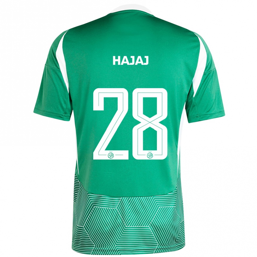 Homme Football Maillot Ilay Hajaj #28 Vert Blanc Tenues Domicile 2024/25