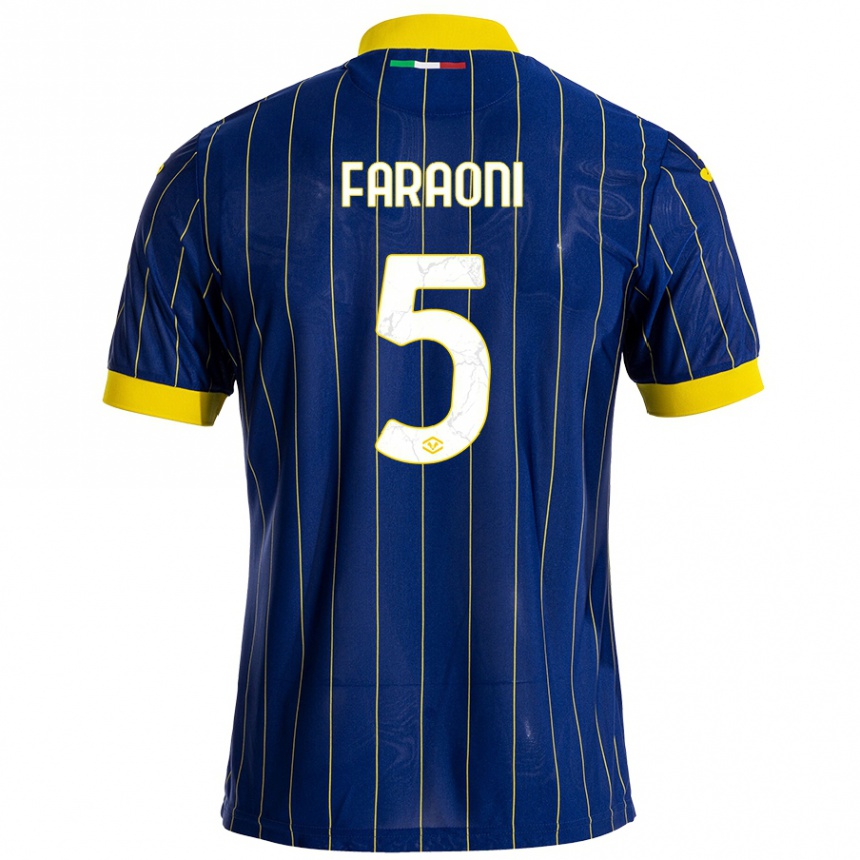 Homme Football Maillot Davide Faraoni #5 Bleu Jaune Tenues Domicile 2024/25