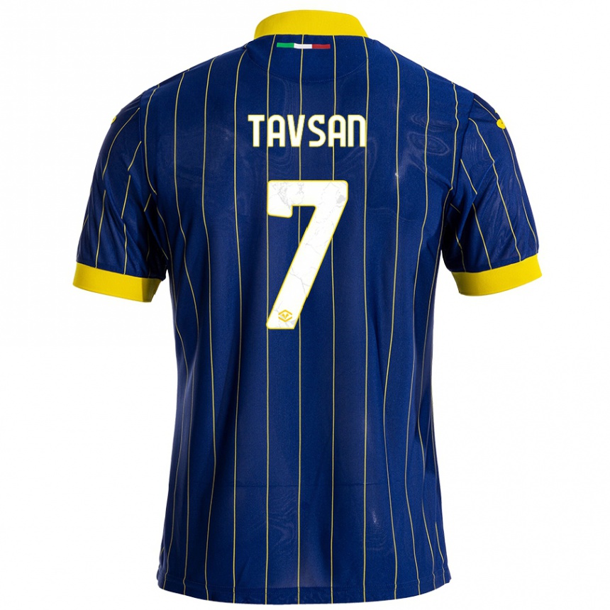 Homme Football Maillot Elayis Tavsan #7 Bleu Jaune Tenues Domicile 2024/25