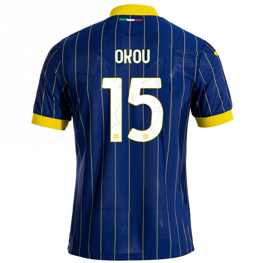 Homme Football Maillot Yllan Okou #15 Bleu Jaune Tenues Domicile 2024/25