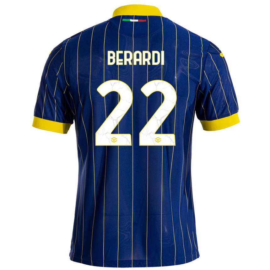 Homme Football Maillot Alessandro Berardi #22 Bleu Jaune Tenues Domicile 2024/25