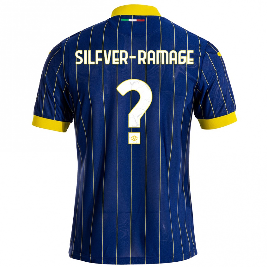 Homme Football Maillot William Silfver-Ramage #0 Bleu Jaune Tenues Domicile 2024/25