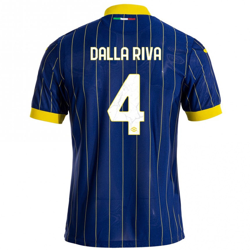 Homme Football Maillot Stefano Dalla Riva #4 Bleu Jaune Tenues Domicile 2024/25