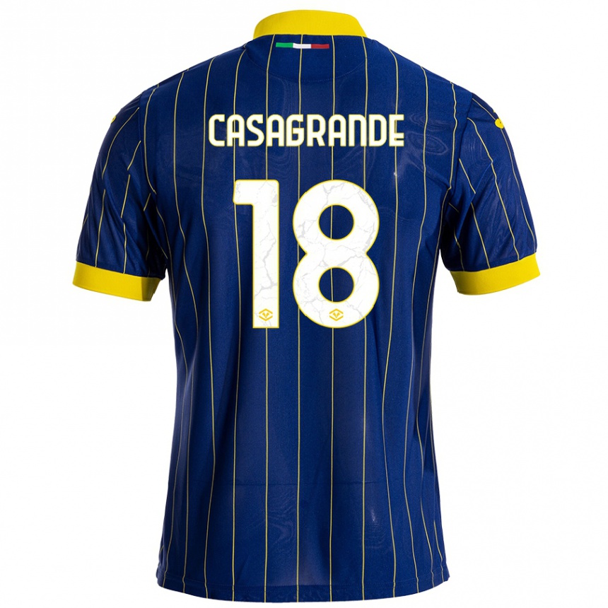 Homme Football Maillot Davide Casagrande #18 Bleu Jaune Tenues Domicile 2024/25