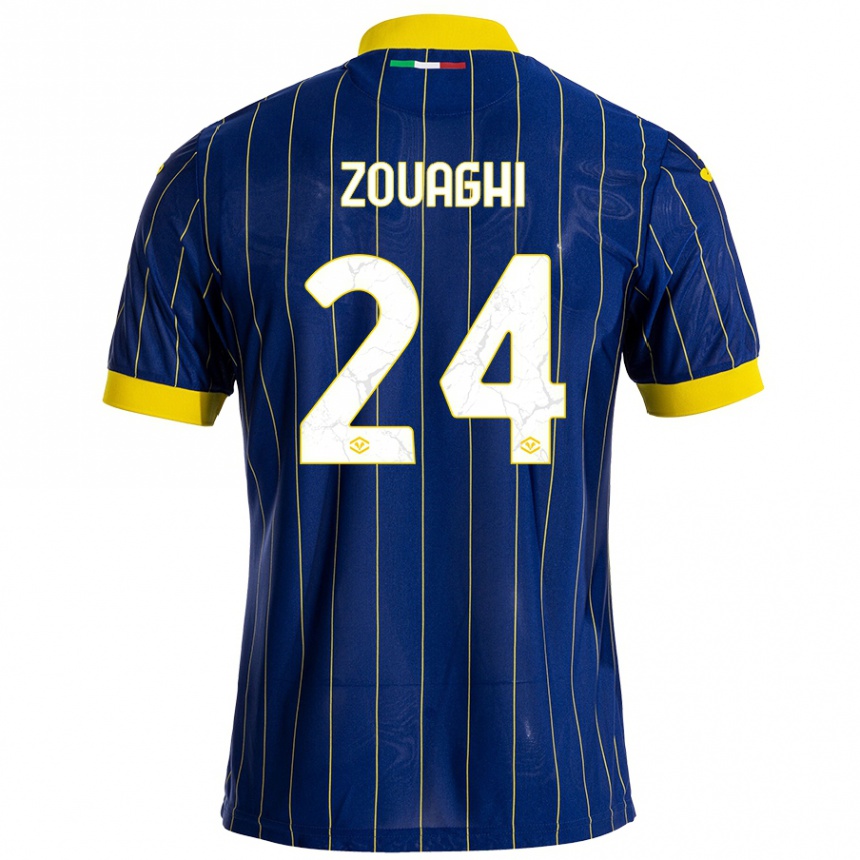 Homme Football Maillot Thomas Zouaghi #24 Bleu Jaune Tenues Domicile 2024/25