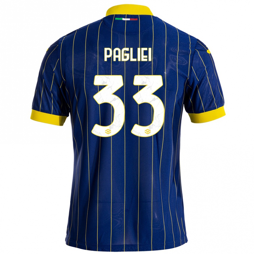 Homme Football Maillot Matteo Pagliei #33 Bleu Jaune Tenues Domicile 2024/25