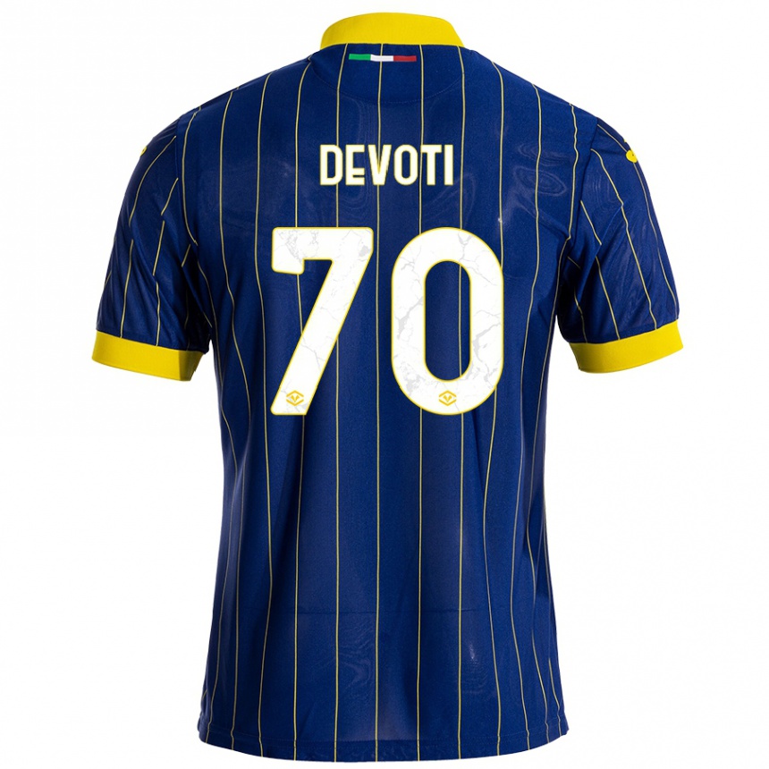 Homme Football Maillot Andrea Devoti #70 Bleu Jaune Tenues Domicile 2024/25