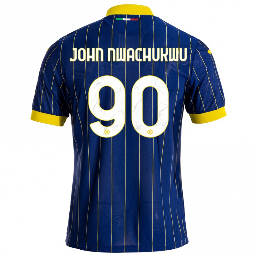 Homme Football Maillot Samuel John Nwachukwu #90 Bleu Jaune Tenues Domicile 2024/25