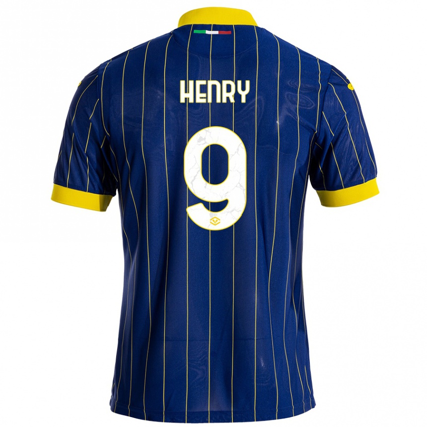 Homme Football Maillot Thomas Henry #9 Bleu Jaune Tenues Domicile 2024/25