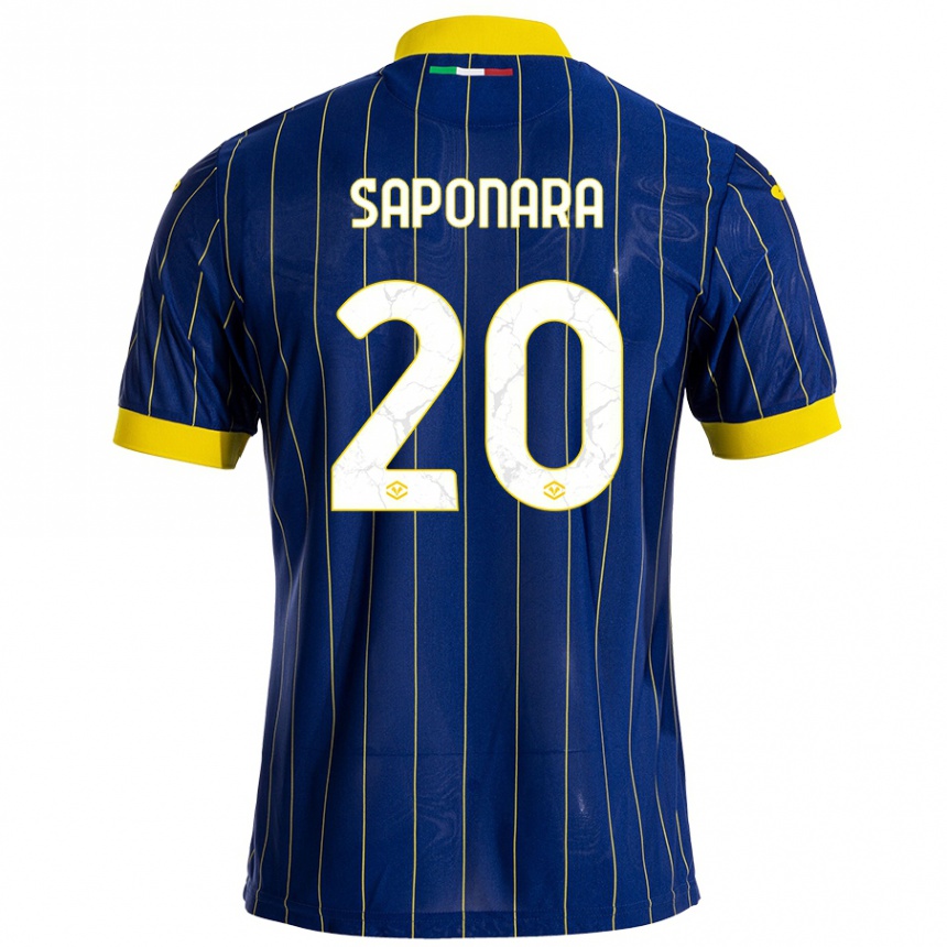 Homme Football Maillot Riccardo Saponara #20 Bleu Jaune Tenues Domicile 2024/25