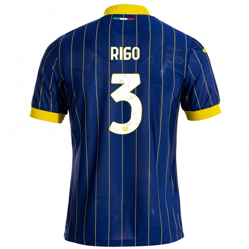 Homme Football Maillot Mattia Rigo #3 Bleu Jaune Tenues Domicile 2024/25