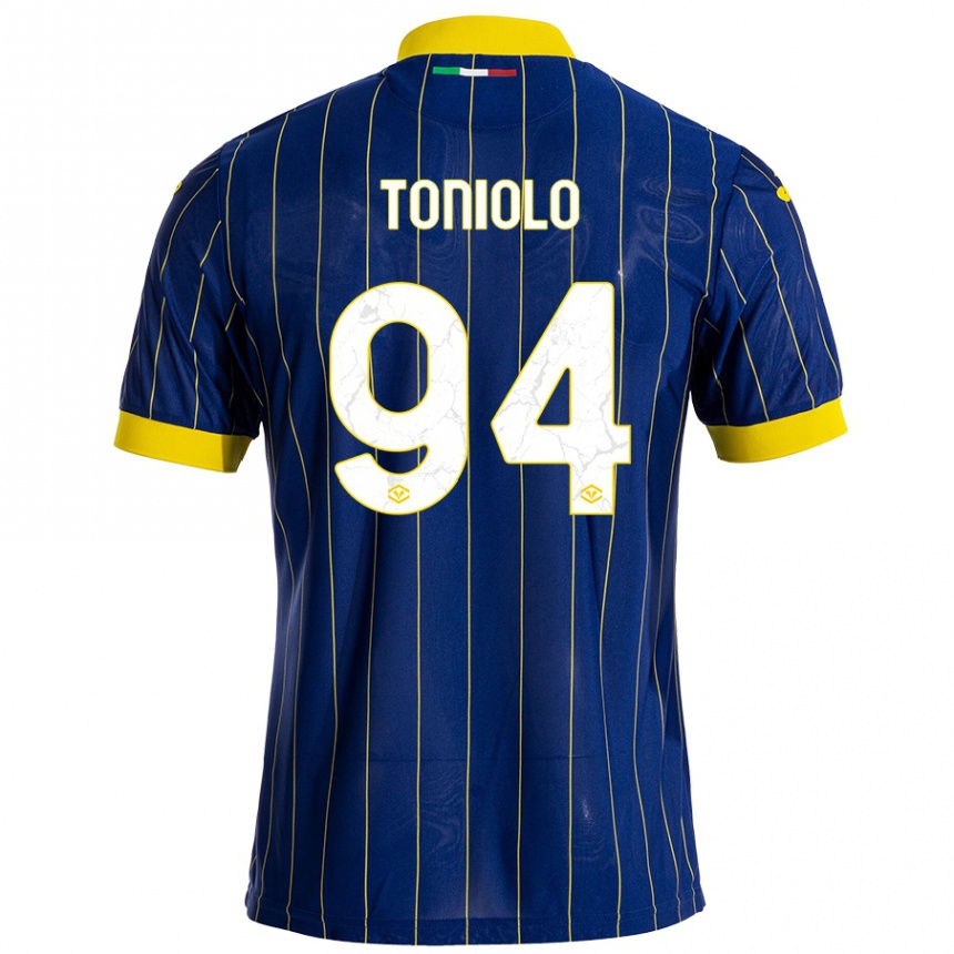 Homme Football Maillot Giacomo Toniolo #94 Bleu Jaune Tenues Domicile 2024/25