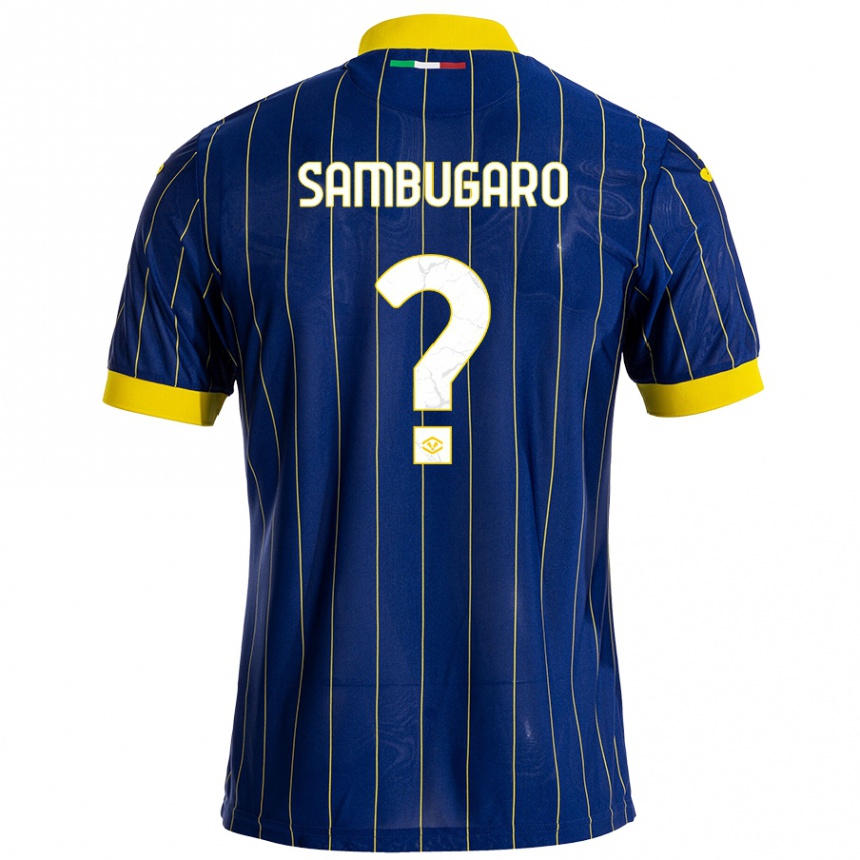 Homme Football Maillot Mattia Sambugaro #0 Bleu Jaune Tenues Domicile 2024/25