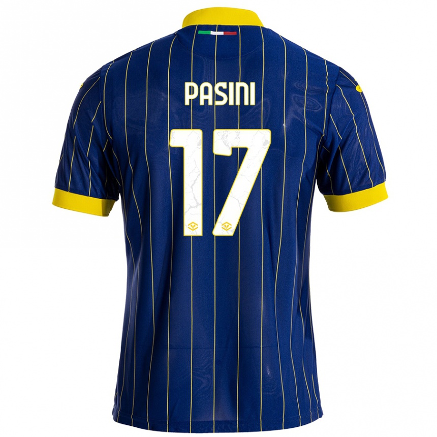 Homme Football Maillot Veronica Pasini #17 Bleu Jaune Tenues Domicile 2024/25