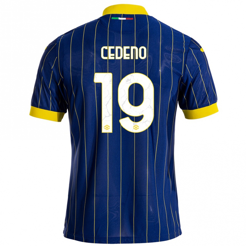 Homme Football Maillot Lineth Cedeno #19 Bleu Jaune Tenues Domicile 2024/25