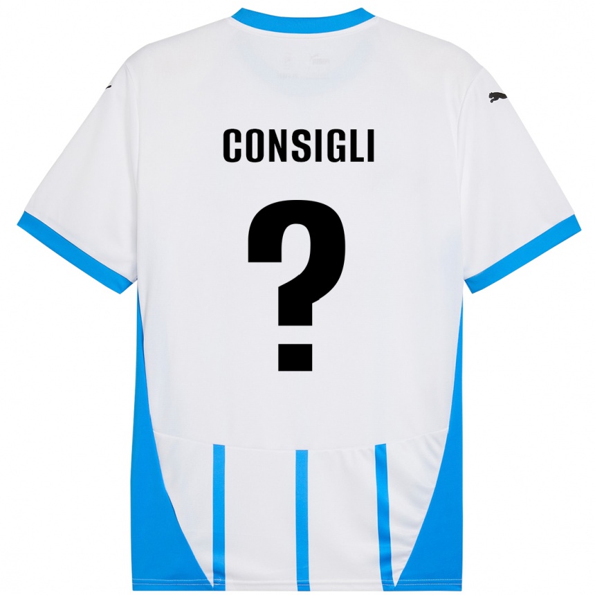 Homme Football Maillot Andrea Consigli #0 Blanc Bleu Tenues Extérieur 2024/25