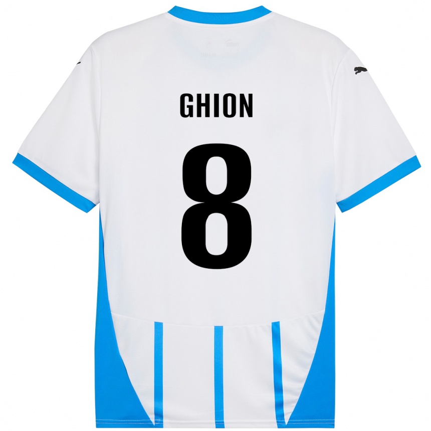 Homme Football Maillot Andrea Ghion #8 Blanc Bleu Tenues Extérieur 2024/25