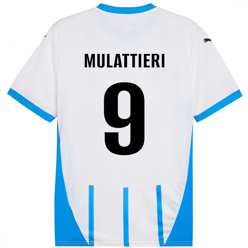 Homme Football Maillot Samuele Mulattieri #9 Blanc Bleu Tenues Extérieur 2024/25