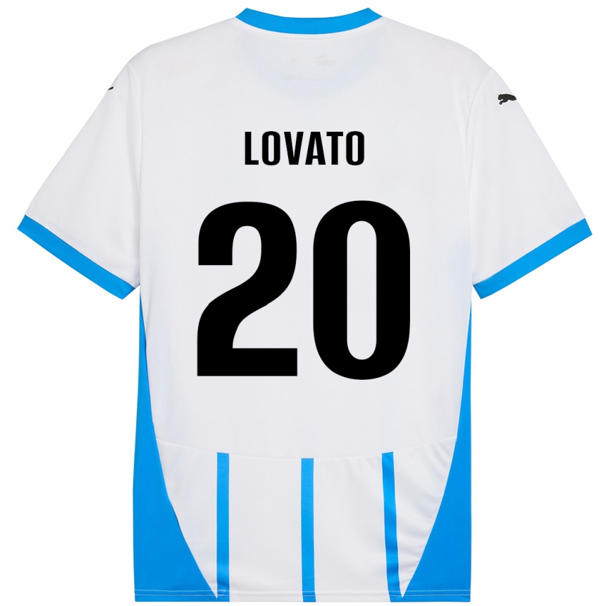 Homme Football Maillot Matteo Lovato #20 Blanc Bleu Tenues Extérieur 2024/25