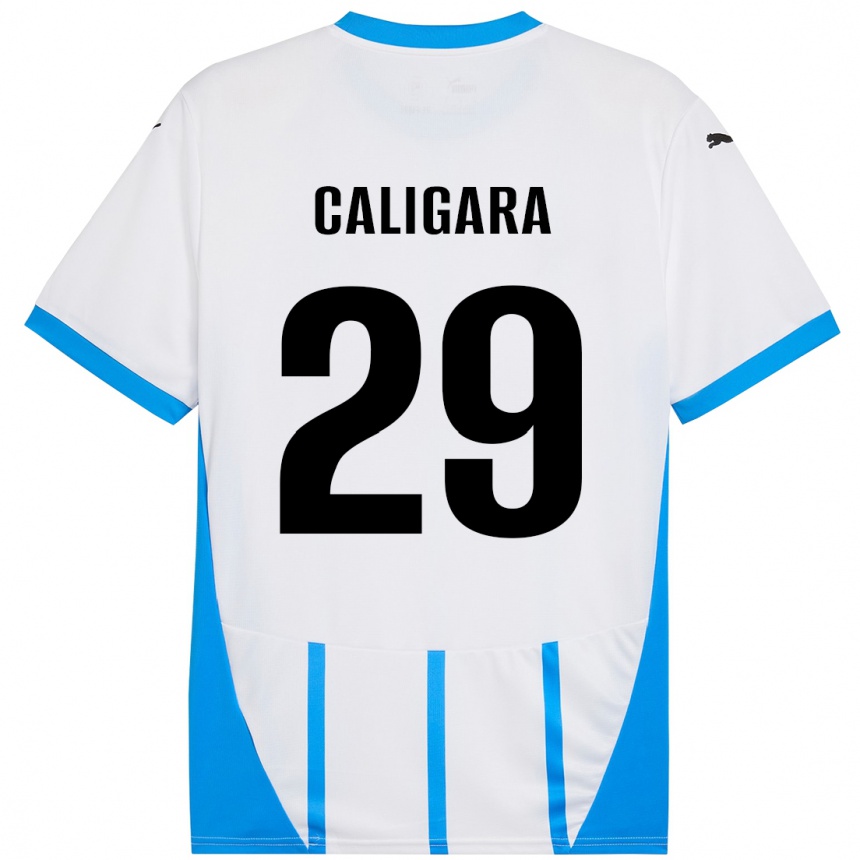 Homme Football Maillot Fabrizio Caligara #29 Blanc Bleu Tenues Extérieur 2024/25