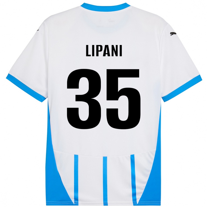 Homme Football Maillot Luca Lipani #35 Blanc Bleu Tenues Extérieur 2024/25