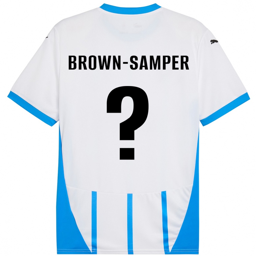 Homme Football Maillot Isaac Brown-Samper #0 Blanc Bleu Tenues Extérieur 2024/25