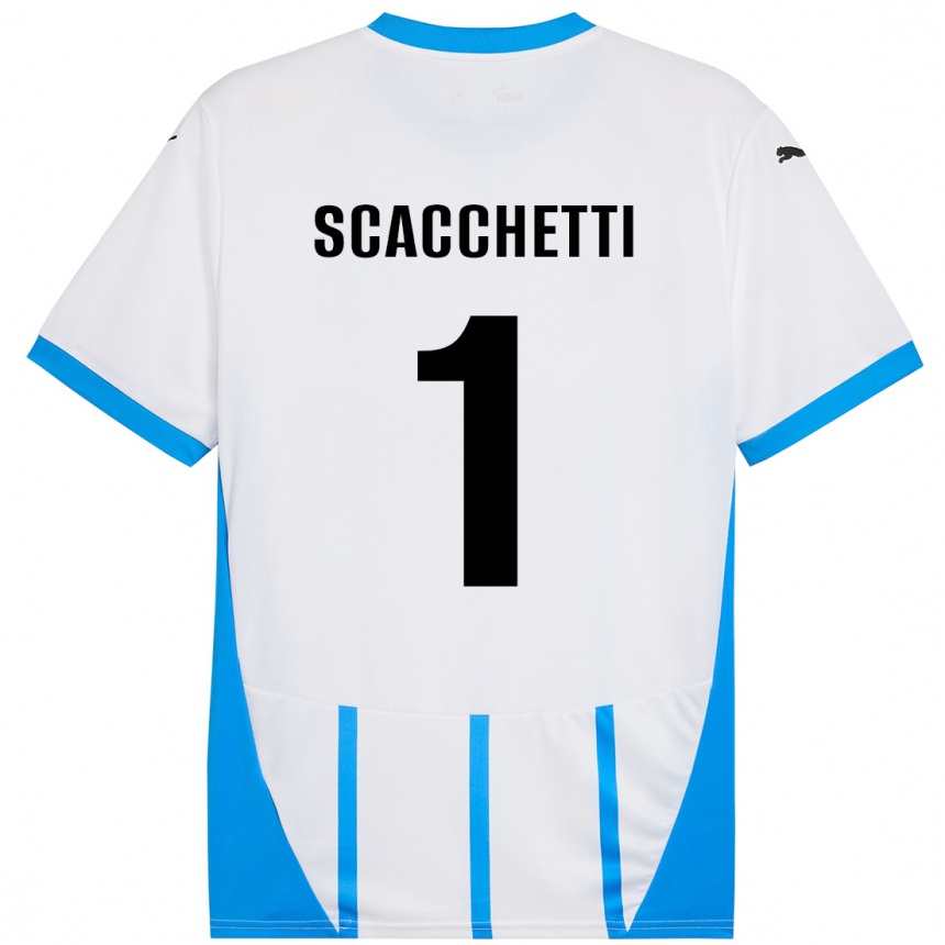 Homme Football Maillot Alessandro Scacchetti #1 Blanc Bleu Tenues Extérieur 2024/25