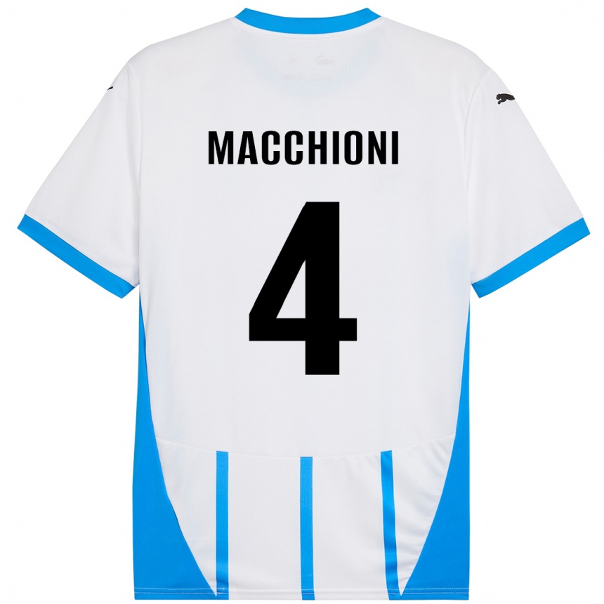 Homme Football Maillot Tommaso Macchioni #4 Blanc Bleu Tenues Extérieur 2024/25