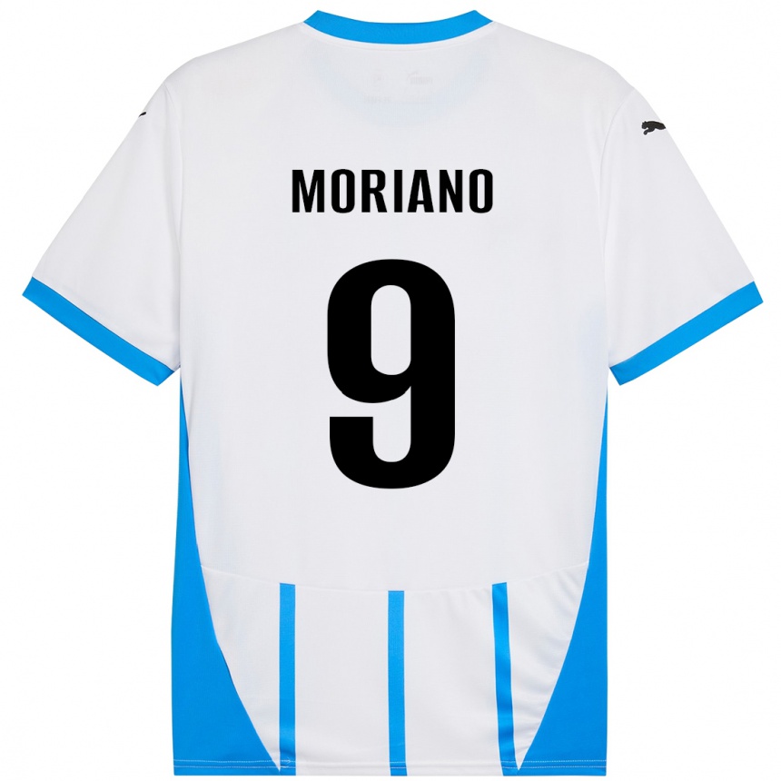 Homme Football Maillot Andrea Moriano #9 Blanc Bleu Tenues Extérieur 2024/25