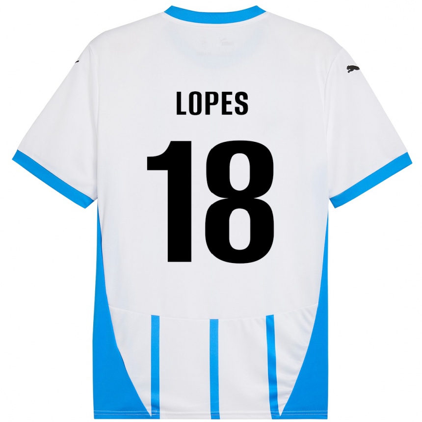 Homme Football Maillot Emerick Lopes #18 Blanc Bleu Tenues Extérieur 2024/25