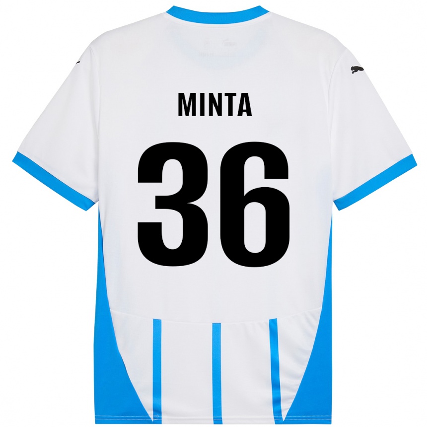 Homme Football Maillot Amoako Minta #36 Blanc Bleu Tenues Extérieur 2024/25