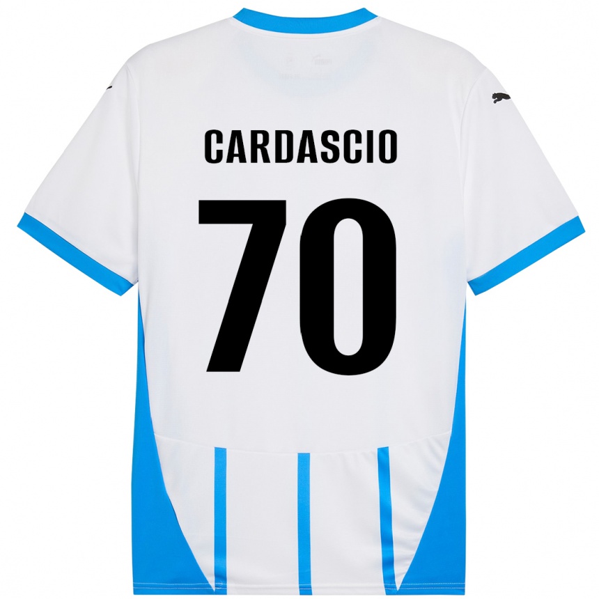 Homme Football Maillot Alessandro Cardascio #70 Blanc Bleu Tenues Extérieur 2024/25