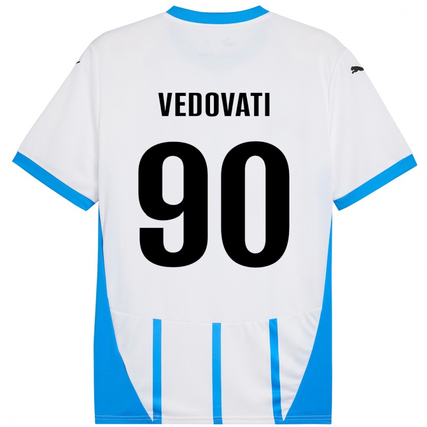 Homme Football Maillot Gabriele Vedovati #90 Blanc Bleu Tenues Extérieur 2024/25