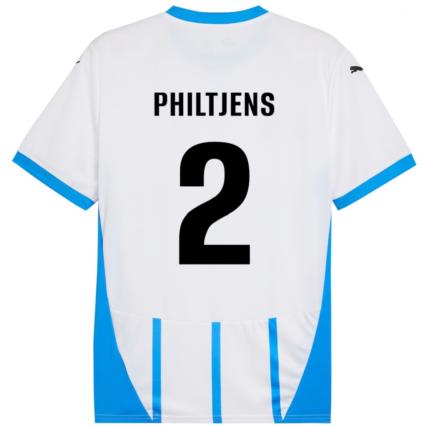 Homme Football Maillot Davina Philtjens #2 Blanc Bleu Tenues Extérieur 2024/25