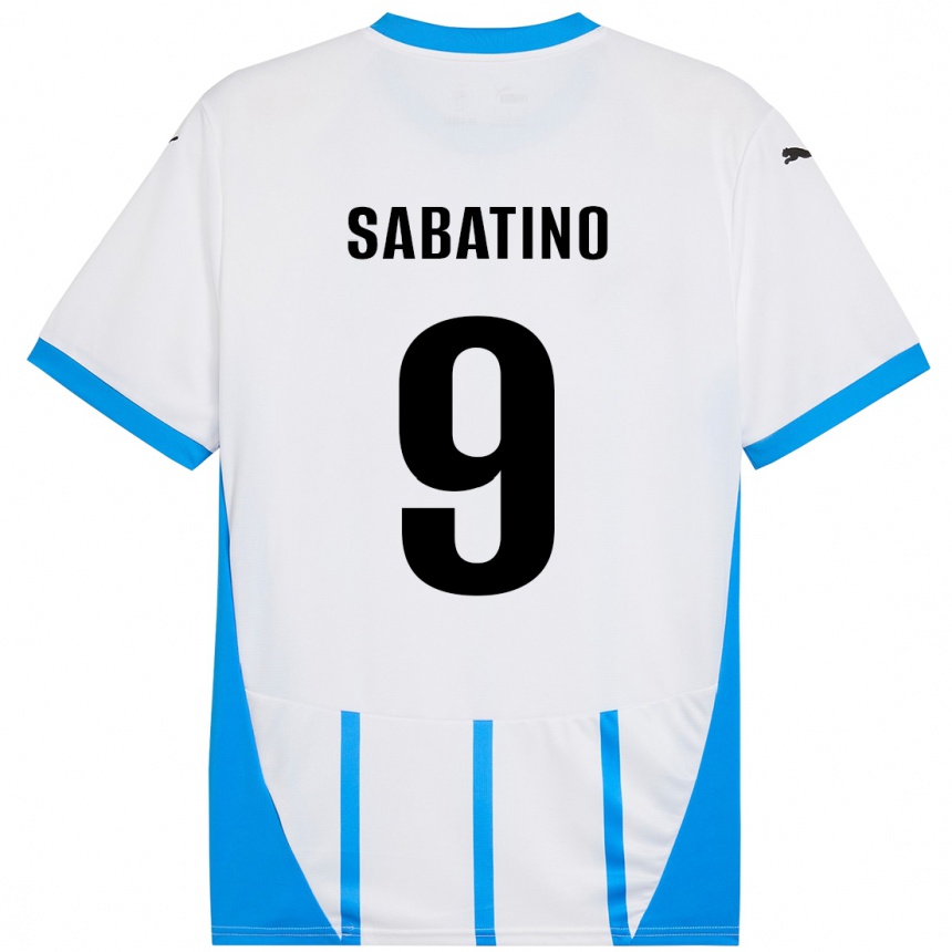 Homme Football Maillot Daniela Sabatino #9 Blanc Bleu Tenues Extérieur 2024/25