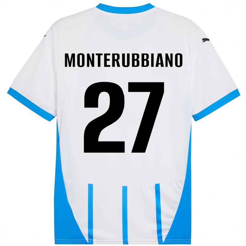 Homme Football Maillot Valeria Monterubbiano #27 Blanc Bleu Tenues Extérieur 2024/25