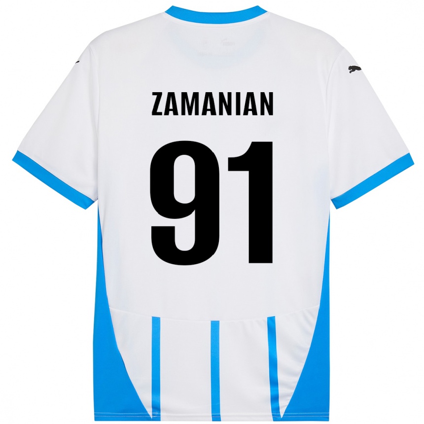 Homme Football Maillot Annahita Zamanian #91 Blanc Bleu Tenues Extérieur 2024/25