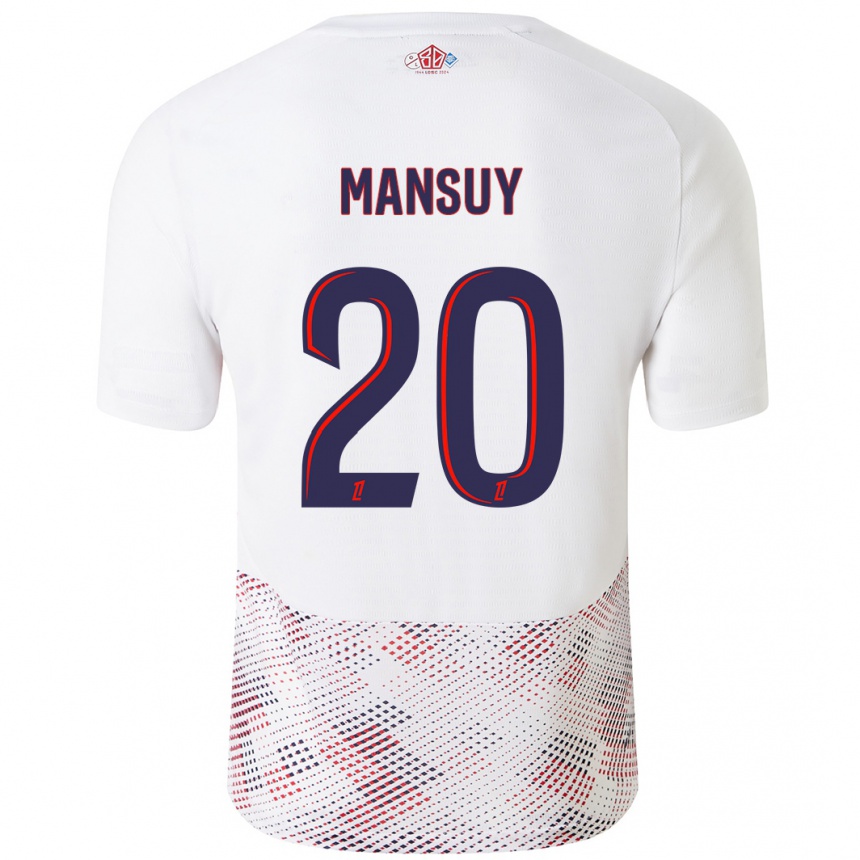 Homme Football Maillot Heloise Mansuy #20 Blanc Bleu Royal Tenues Extérieur 2024/25