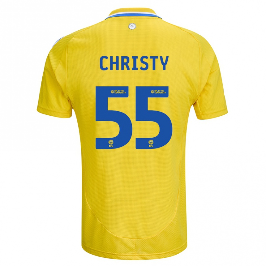 Homme Football Maillot Harry Christy #55 Jaune Bleu Tenues Extérieur 2024/25