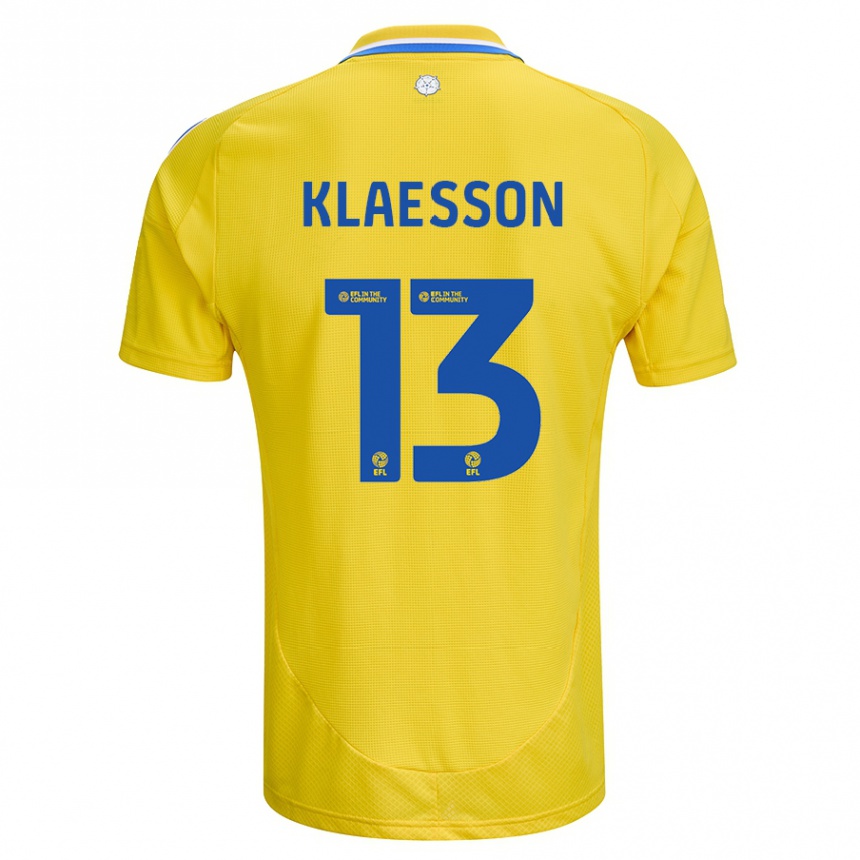 Homme Football Maillot Kristoffer Klaesson #13 Jaune Bleu Tenues Extérieur 2024/25