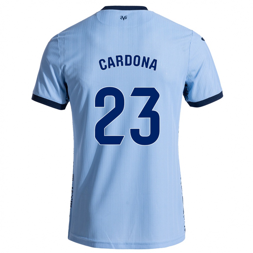 Homme Football Maillot Sergi Cardona #23 Bleu Ciel Tenues Extérieur 2024/25