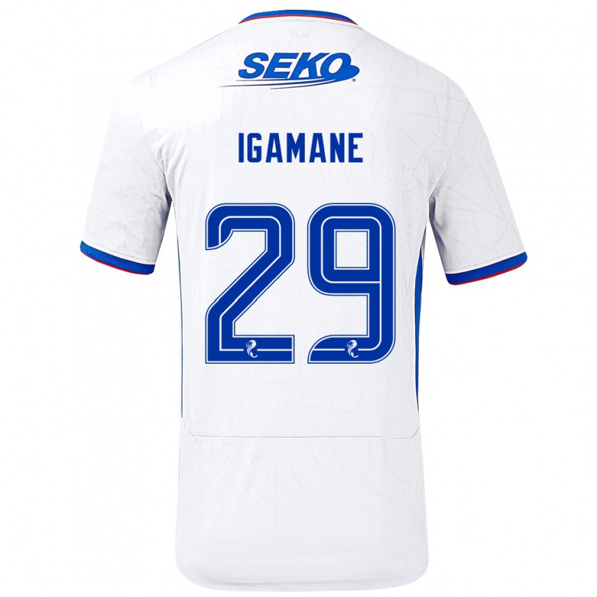 Homme Football Maillot Hamza Igamane #29 Blanc Bleu Tenues Extérieur 2024/25