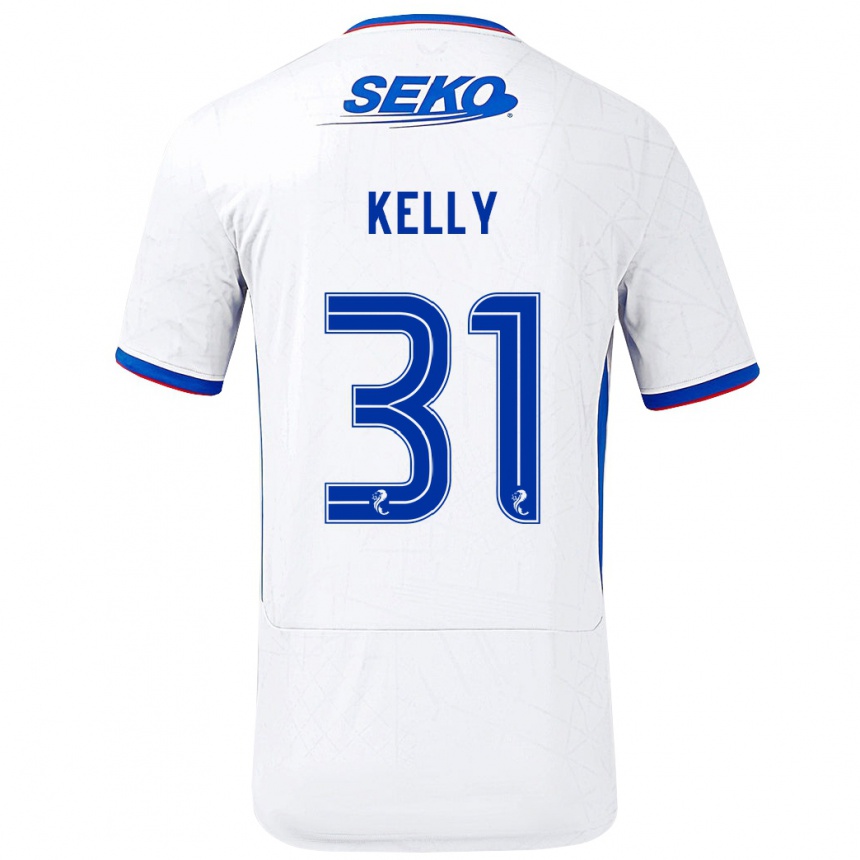 Homme Football Maillot Liam Kelly #31 Blanc Bleu Tenues Extérieur 2024/25