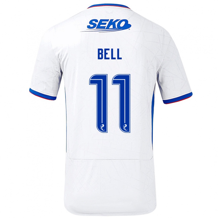 Homme Football Maillot Megan Bell #11 Blanc Bleu Tenues Extérieur 2024/25