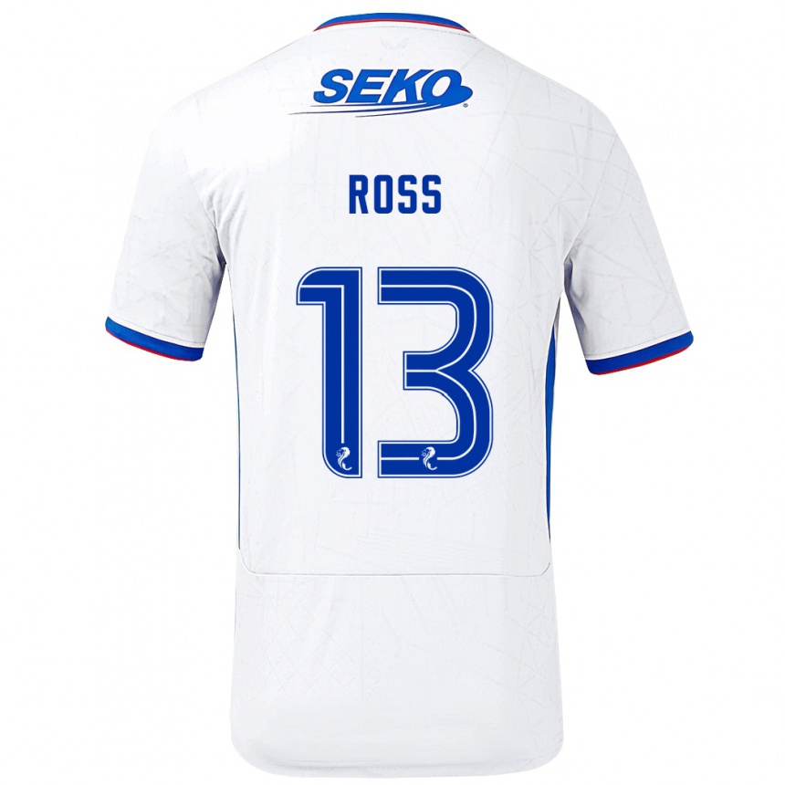 Homme Football Maillot Jane Ross #13 Blanc Bleu Tenues Extérieur 2024/25